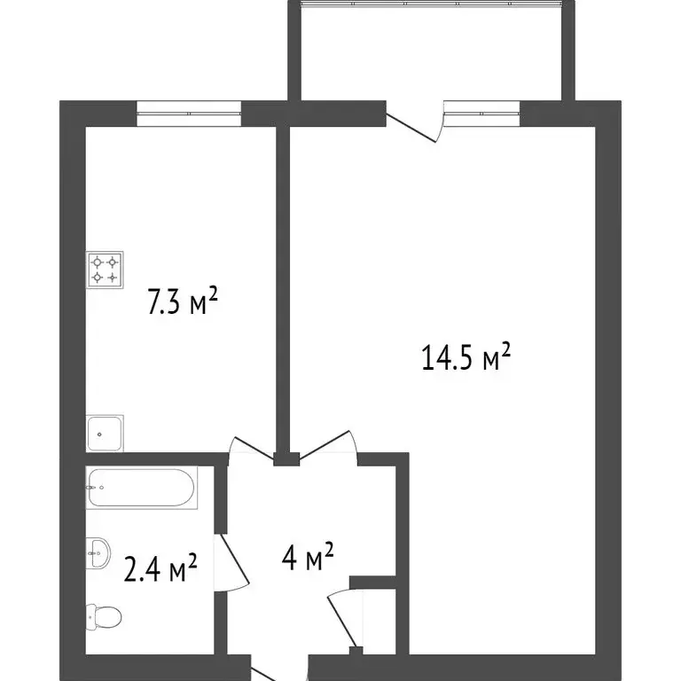 1-комнатная квартира: Улан-Удэ, улица Лебедева, 3Б (29.1 м) - Фото 1