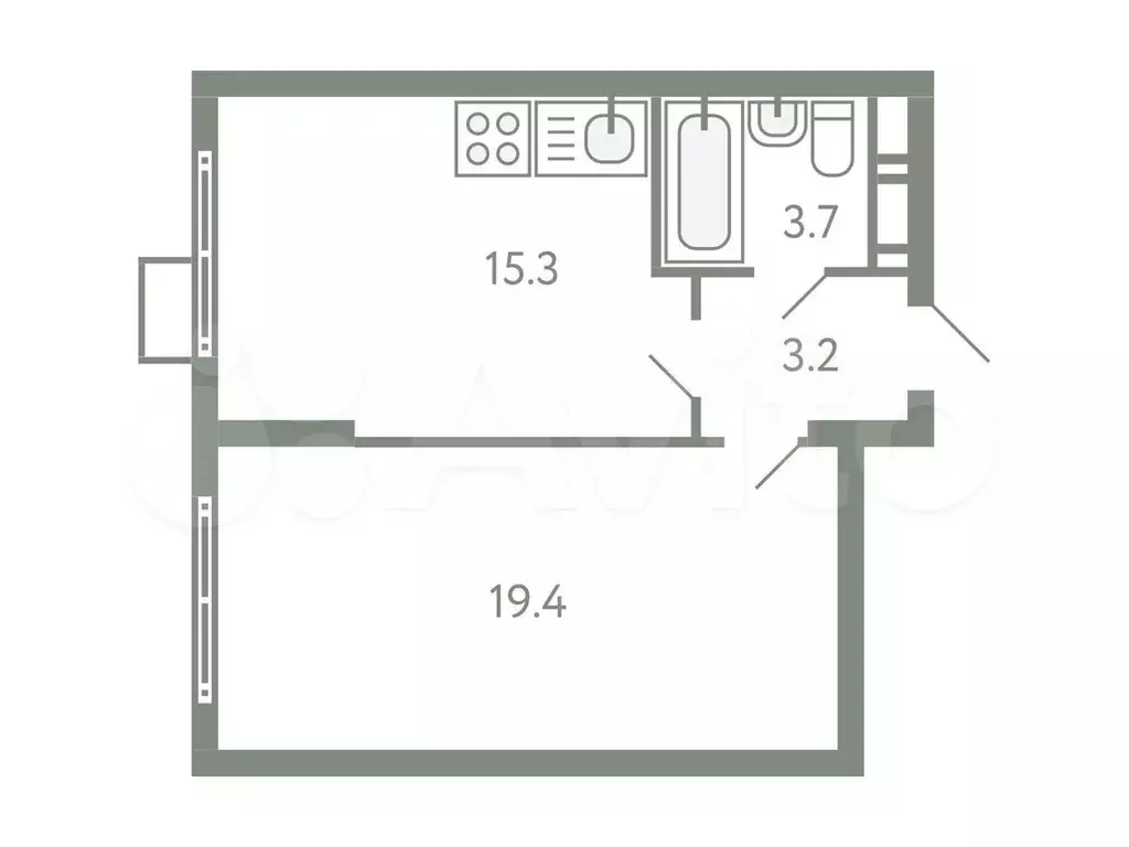 1-к. квартира, 41,6 м, 7/9 эт. - Фото 0