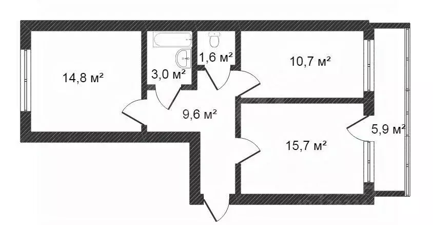 2-к кв. Тюменская область, Тюмень ул. Избышева, 6 (55.8 м) - Фото 2