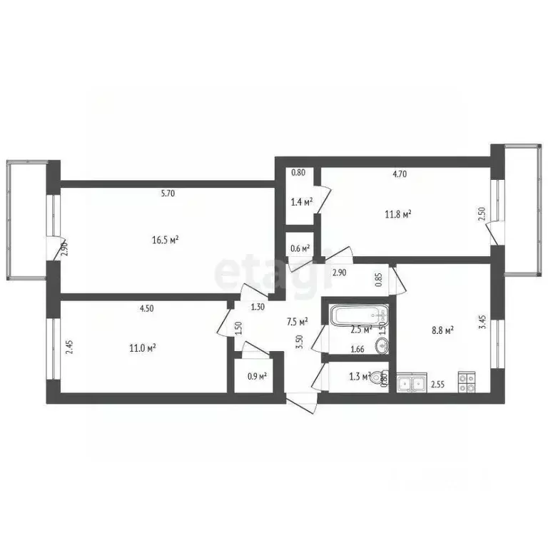 3-к кв. Саха (Якутия), Мирный ул. Павлова, 8 (61.8 м) - Фото 1