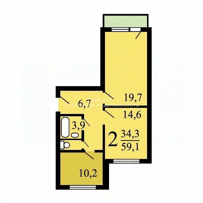 2-к кв. москва кировоградская ул, 38к1 (56.9 м) - Фото 1