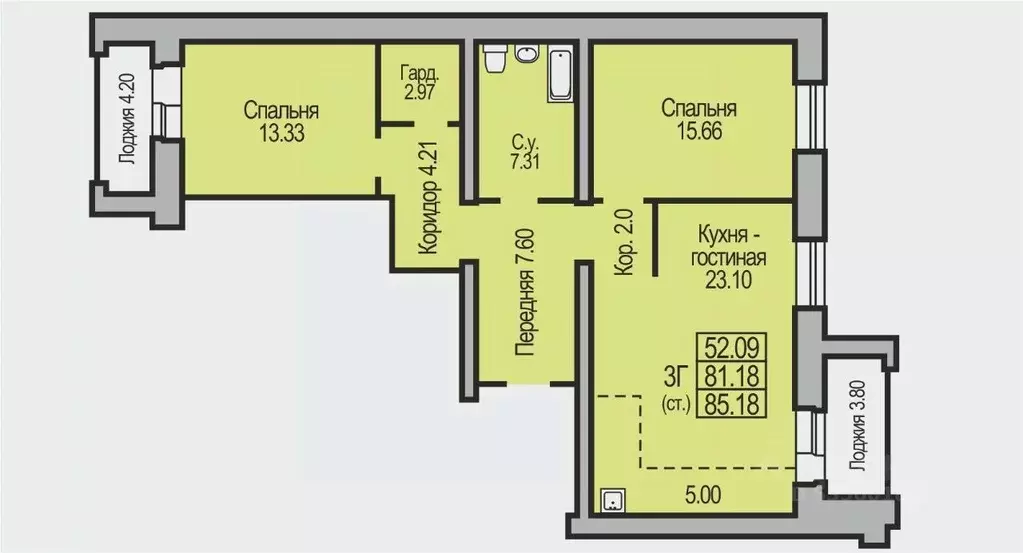 3-к кв. Новосибирская область, Бердск Южный мкр,  (85.18 м) - Фото 0