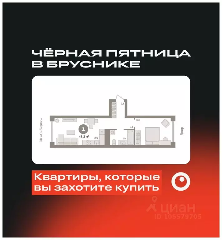 1-к кв. Новосибирская область, Новосибирск ул. Аэропорт, 88 (46.27 м) - Фото 0