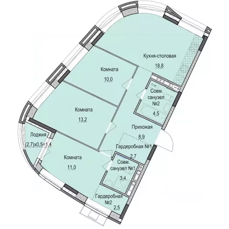 3-к кв. Татарстан, Казань Ферма-2 жилмассив,  (76.4 м) - Фото 0