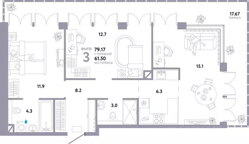 3-к кв. Москва Озерная ул., 42С7 (79.17 м) - Фото 1