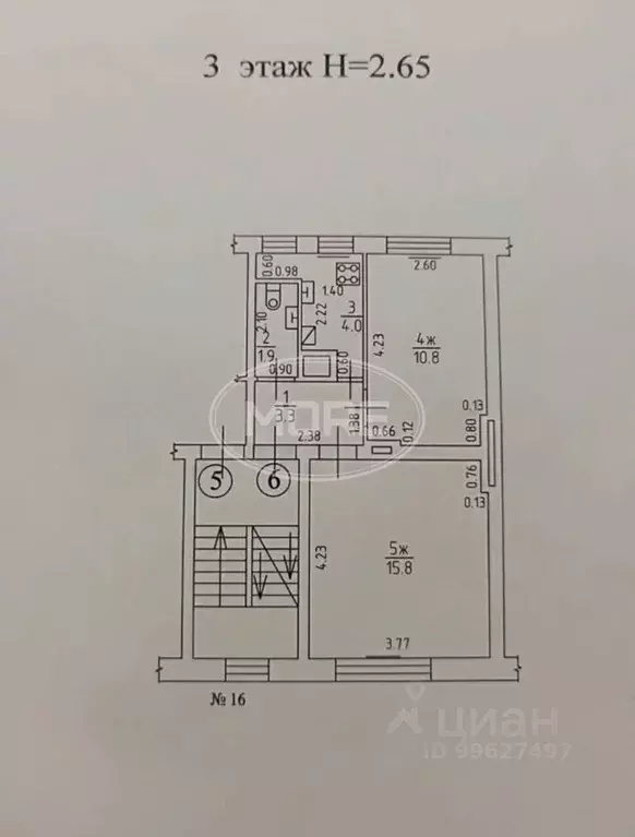 2-к кв. Калининградская область, Калининград ул. Маршала Борзова, 16 ... - Фото 2
