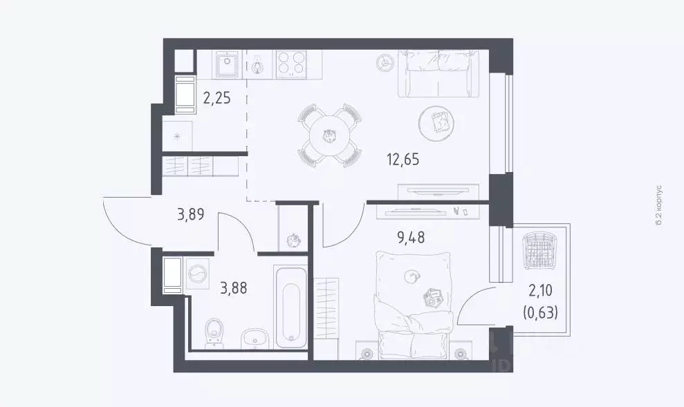 1-к кв. Московская область, Люберцы городской округ, Мирный пгт ул. ... - Фото 1