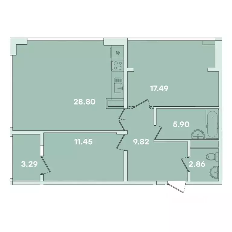 2-к кв. Иркутская область, Иркутск ул. Петрова, 16 (79.6 м) - Фото 1