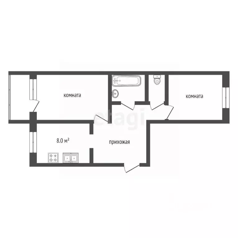 2-к кв. Архангельская область, Котлас ул. Маяковского, 35А (50.8 м) - Фото 2