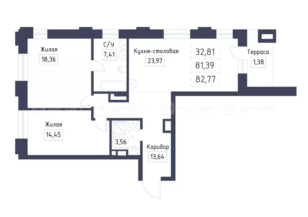 2-комнатная квартира: Казань, улица Габдуллы Тукая (82.77 м) - Фото 1