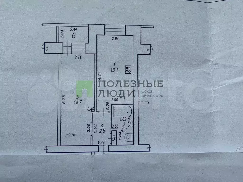 1-к. квартира, 35,1 м, 3/5 эт. - Фото 0