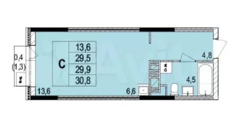 Квартира-студия, 30 м, 14/19 эт. - Фото 0