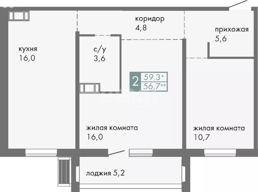 2-комнатная квартира: Курган, жилой район Заозёрный, 4-й микрорайон, ... - Фото 0