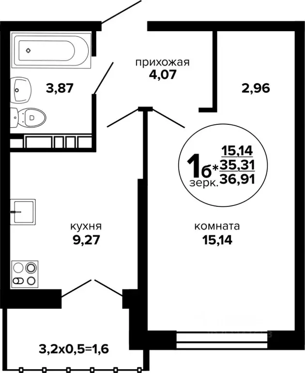 1-к кв. Краснодарский край, Краснодар Музыкальный мкр, ул. Имени ... - Фото 0