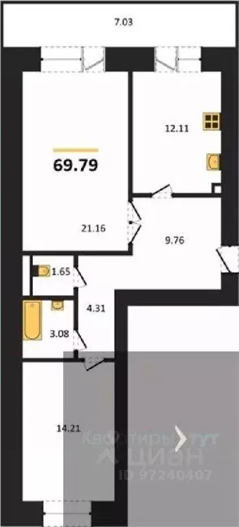 2-к кв. Воронежская область, Воронеж пер. Здоровья, 90Г/1к2 (69.79 м) - Фото 0