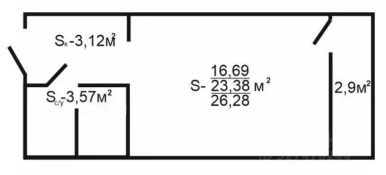 Студия Краснодарский край, Анапа Рождественская ул., 55к2 (26.28 м) - Фото 1