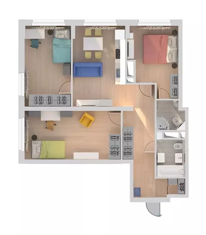 3-комнатная квартира: Нижний Новгород, улица Сергея Акимова, 50 (81.3 ... - Фото 2