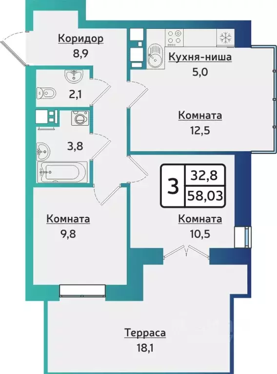 3-к кв. Удмуртия, Ижевск Аэропорт жилрайон, Артнова жилой комплекс ... - Фото 0