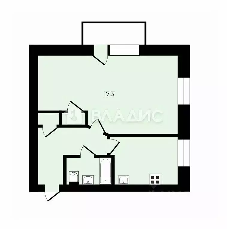 1-к кв. Санкт-Петербург Октябрьская наб., 76К3 (30.9 м) - Фото 2