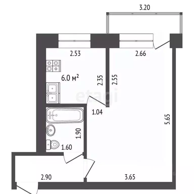 1-к кв. Тюменская область, Тобольск Аптекарская ул., 4 (29.9 м) - Фото 1