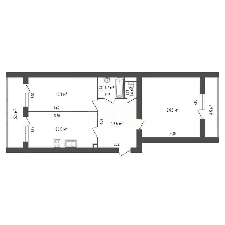 2-к кв. Самарская область, Самара Демократическая ул., 30 (77.4 м) - Фото 2
