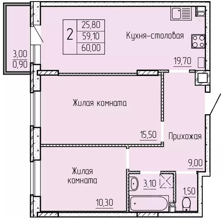 2-к кв. Ростовская область, Батайск ул. Макаровского, 4к1 (60.3 м) - Фото 0