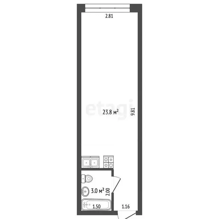 Квартира-студия: Евпатория, улица Фрунзе, 20 (28.8 м) - Фото 1