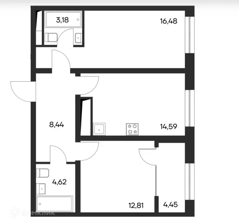 Продаётся 2-к квартира, 64 м - Фото 1