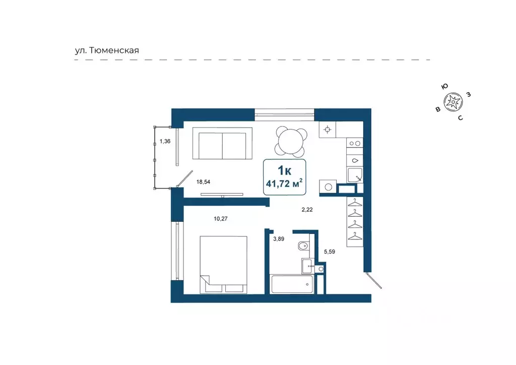 1-к кв. Тюменская область, Тюменский район, д. Дударева Родина-2 жилой ... - Фото 0