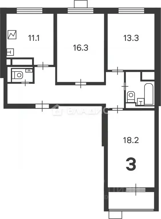3-к кв. Москва, Москва, Троицк ул. Городская, 12 (79.2 м) - Фото 1