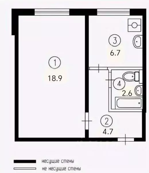 1-к кв. Москва Открытое ш., 24К42 (32.9 м) - Фото 2