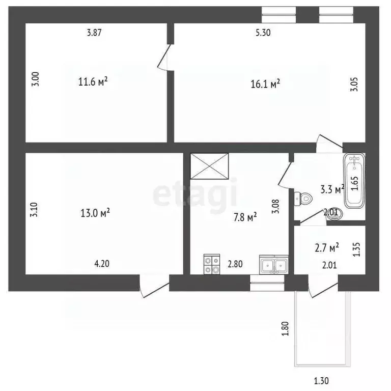 2-к кв. Крым, Бахчисарай ул. Скалистая, 10 (54.5 м) - Фото 2
