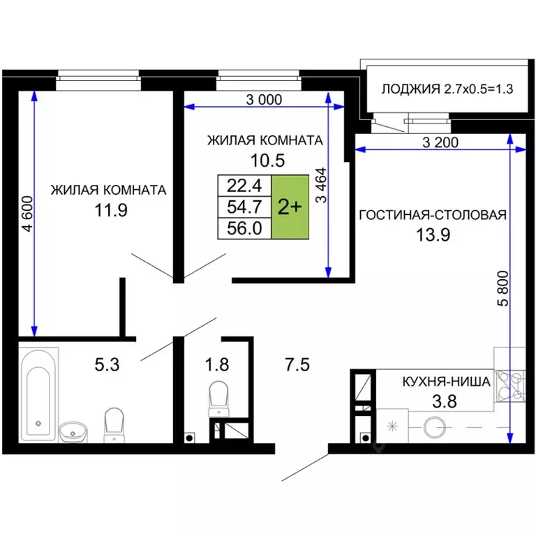 2-к кв. Краснодарский край, Краснодар ул. Летчика Позднякова, 2к20 ... - Фото 0