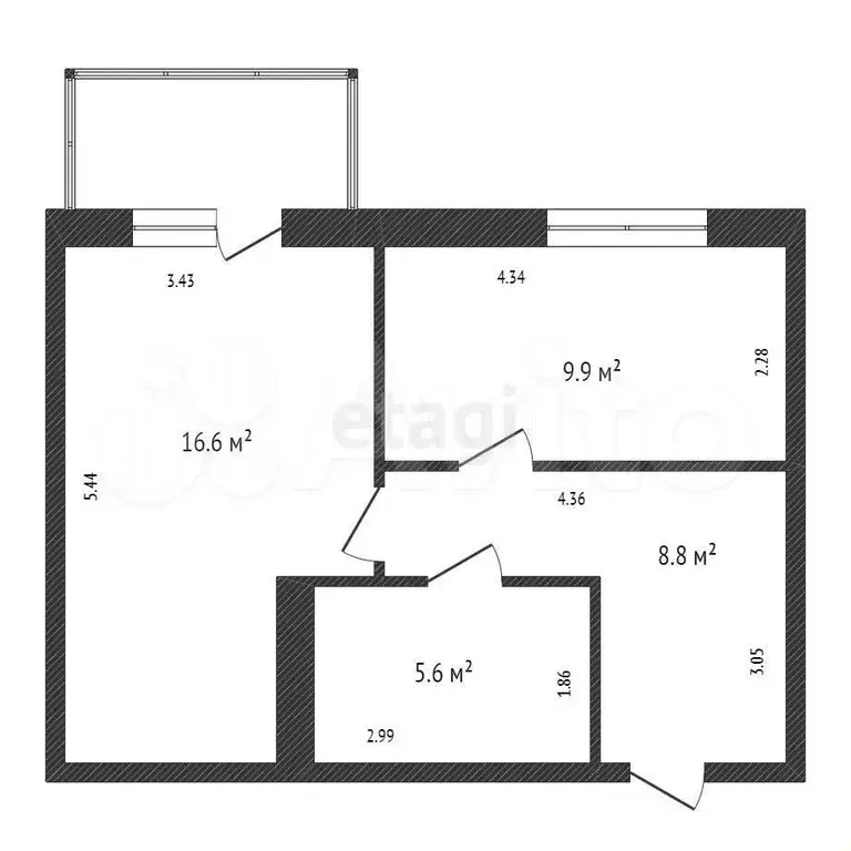 2-к. квартира, 40,9 м, 3/5 эт. - Фото 0