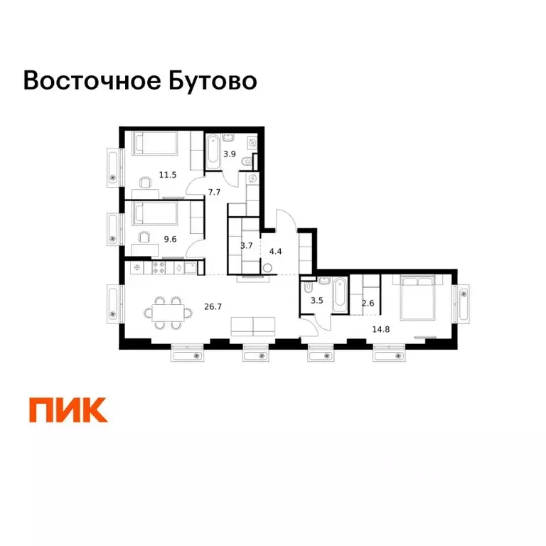 3-к кв. Московская область, Ленинский городской округ, Боброво пгт ... - Фото 1