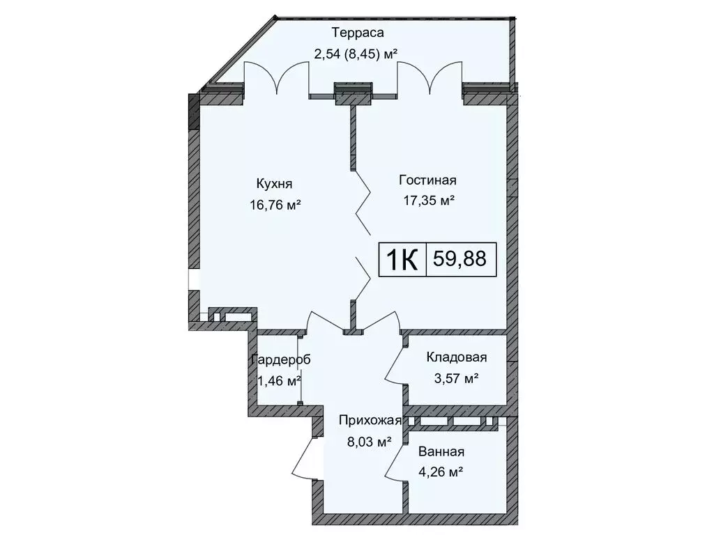 1-комнатная квартира: Каспийск, улица М. Халилова, 1А (59.88 м) - Фото 0