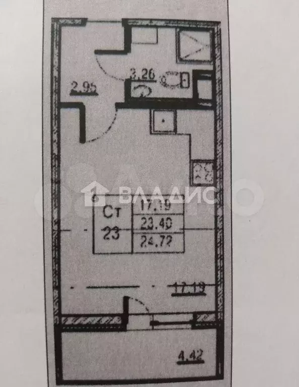 Квартира-студия, 24,7 м, 8/13 эт. - Фото 0