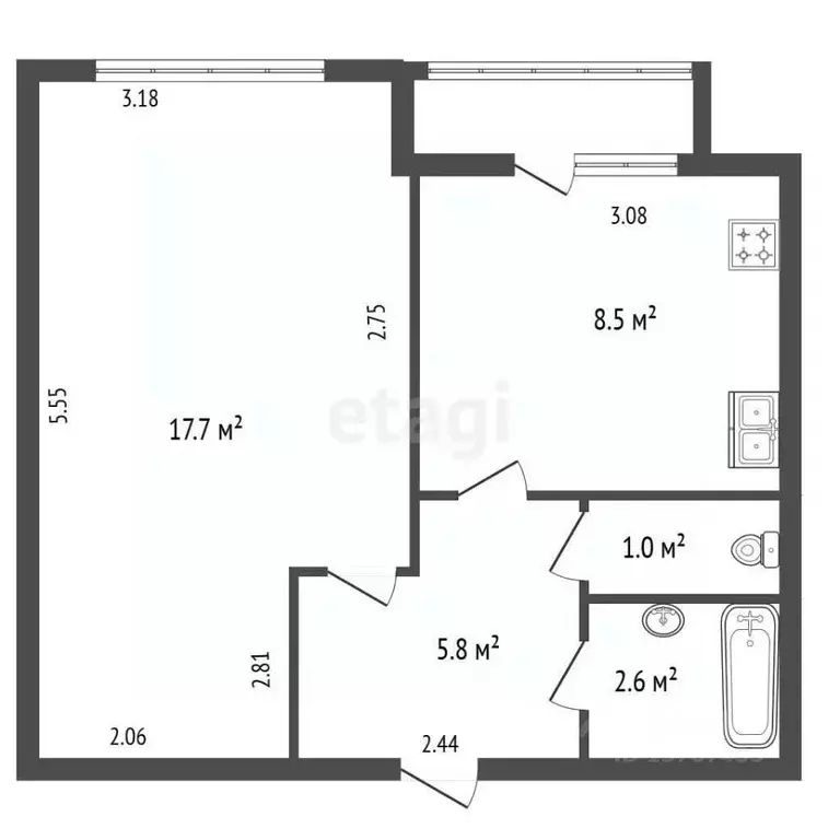 1-к кв. Санкт-Петербург ул. Кораблестроителей, 12к2 (36.5 м) - Фото 2