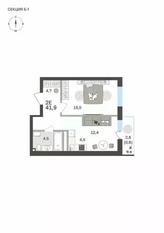 2-к кв. Пермский край, Пермь бул. Гагарина, 72 (41.9 м) - Фото 0