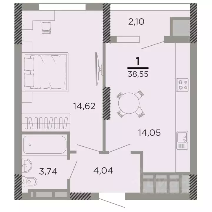 1-к кв. Рязанская область, Рязань Совхозная ул., 6 (38.55 м) - Фото 0