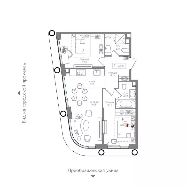 2-комнатная квартира: Москва, жилой комплекс Преображенская Площадь ... - Фото 1