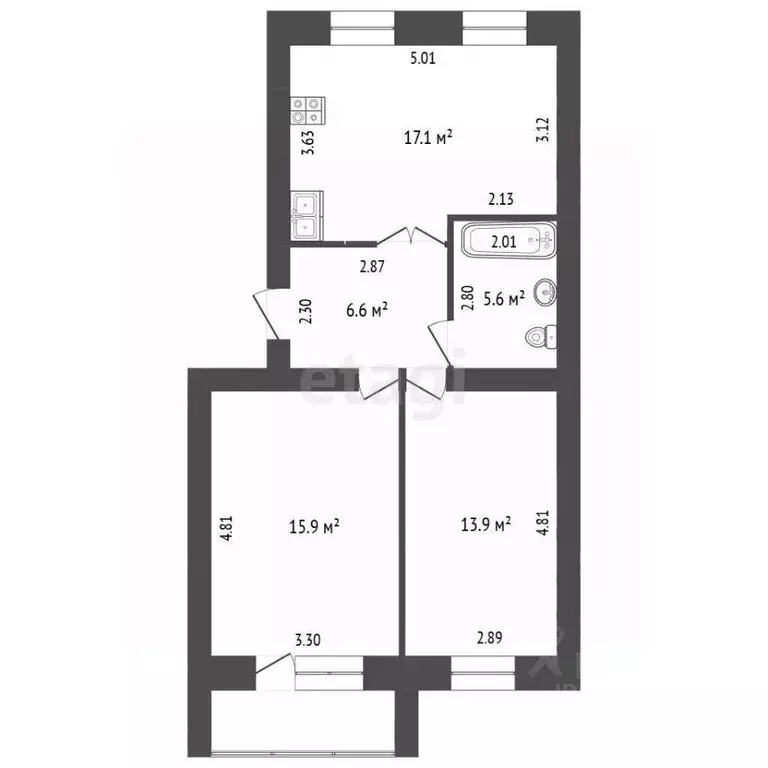 2-к кв. Архангельская область, Котлас ул. Невского, 6 (59.1 м) - Фото 2