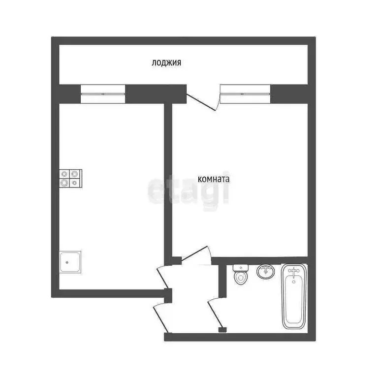 1-комнатная квартира: село Кетово, Северная улица, 16 (29.7 м) - Фото 1