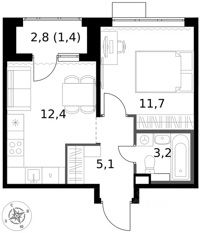 1-к кв. Московская область, Химки Клязьма-Старбеево мкр, Международный ... - Фото 2