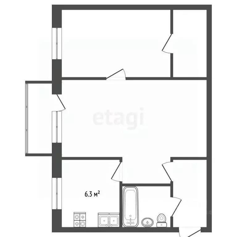 2-к кв. Вологодская область, Череповец Московский просп., 58 (44.7 м) - Фото 1