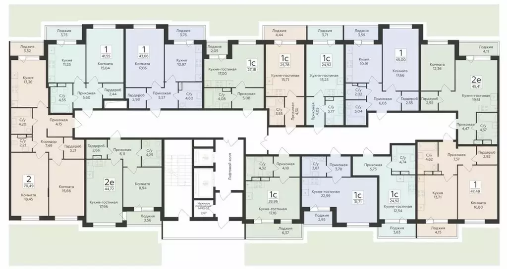 1-к кв. Воронежская область, Воронеж ул. Чапаева, 68Б (47.49 м) - Фото 2