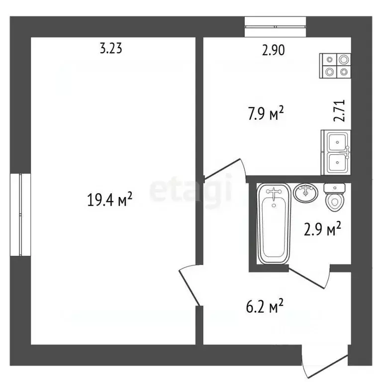 1-к кв. Псковская область, Печоры Псковская ул., 41 (36.4 м) - Фото 1