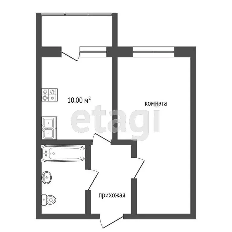 1-комнатная квартира: Ишим, улица Порфирьева, 7А (34.7 м) - Фото 1