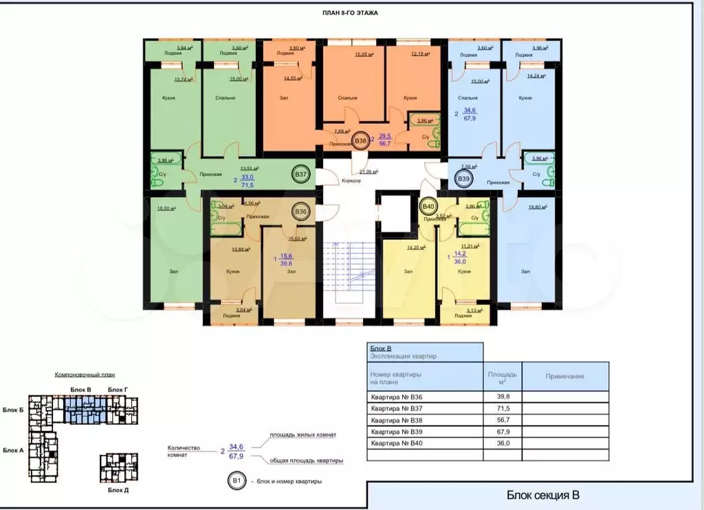 2-к. квартира, 71 м, 7/9 эт. - Фото 0