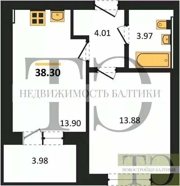 1-к кв. Калининградская область, Калининград ул. Сержанта Мишина, 81к3 ... - Фото 0